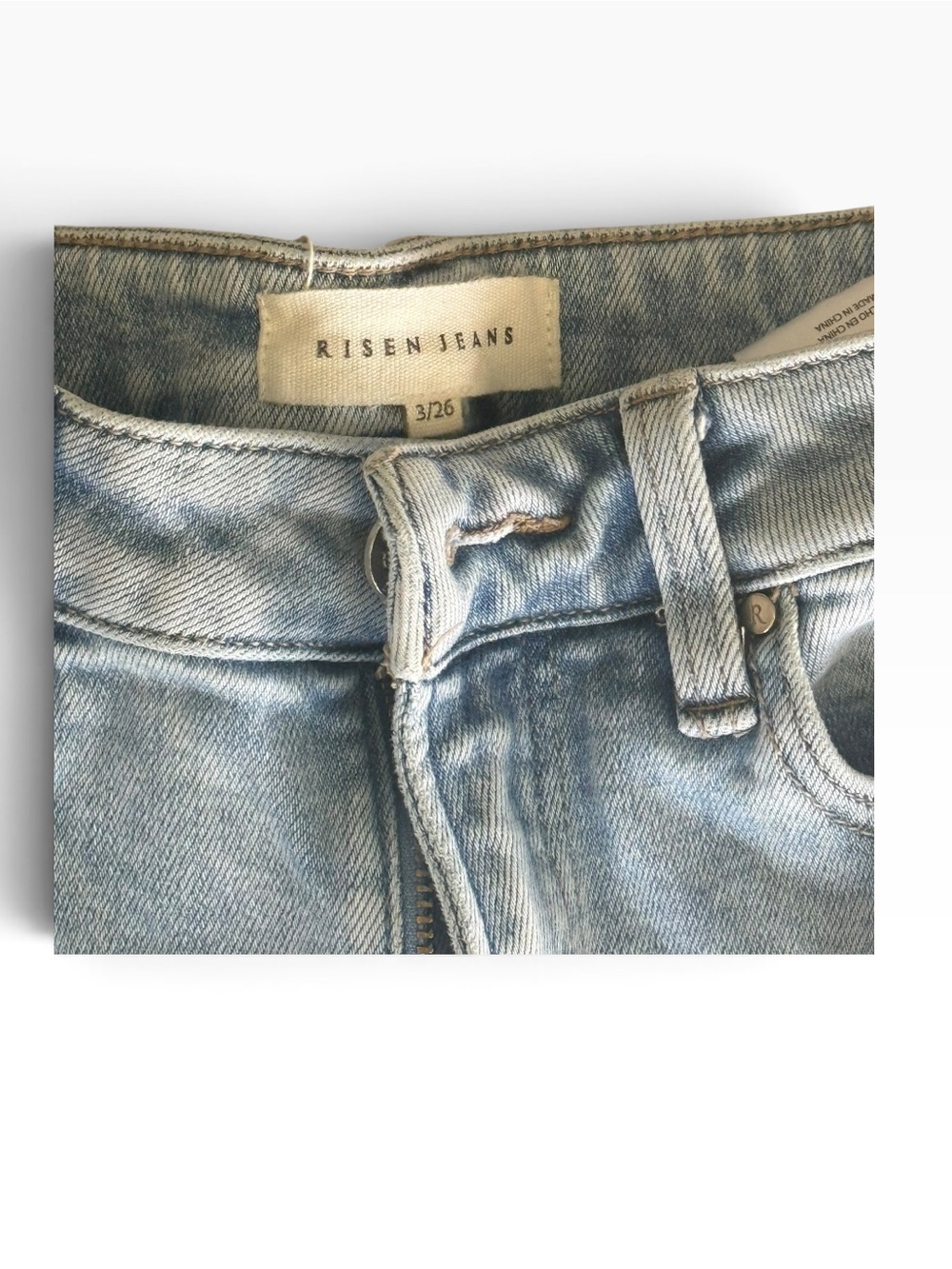 RISEN High Rise Wide Leg Pintuck Front Seam Jeans Light Wash Size 3/26 RDP5989 - Picture 4 of 6